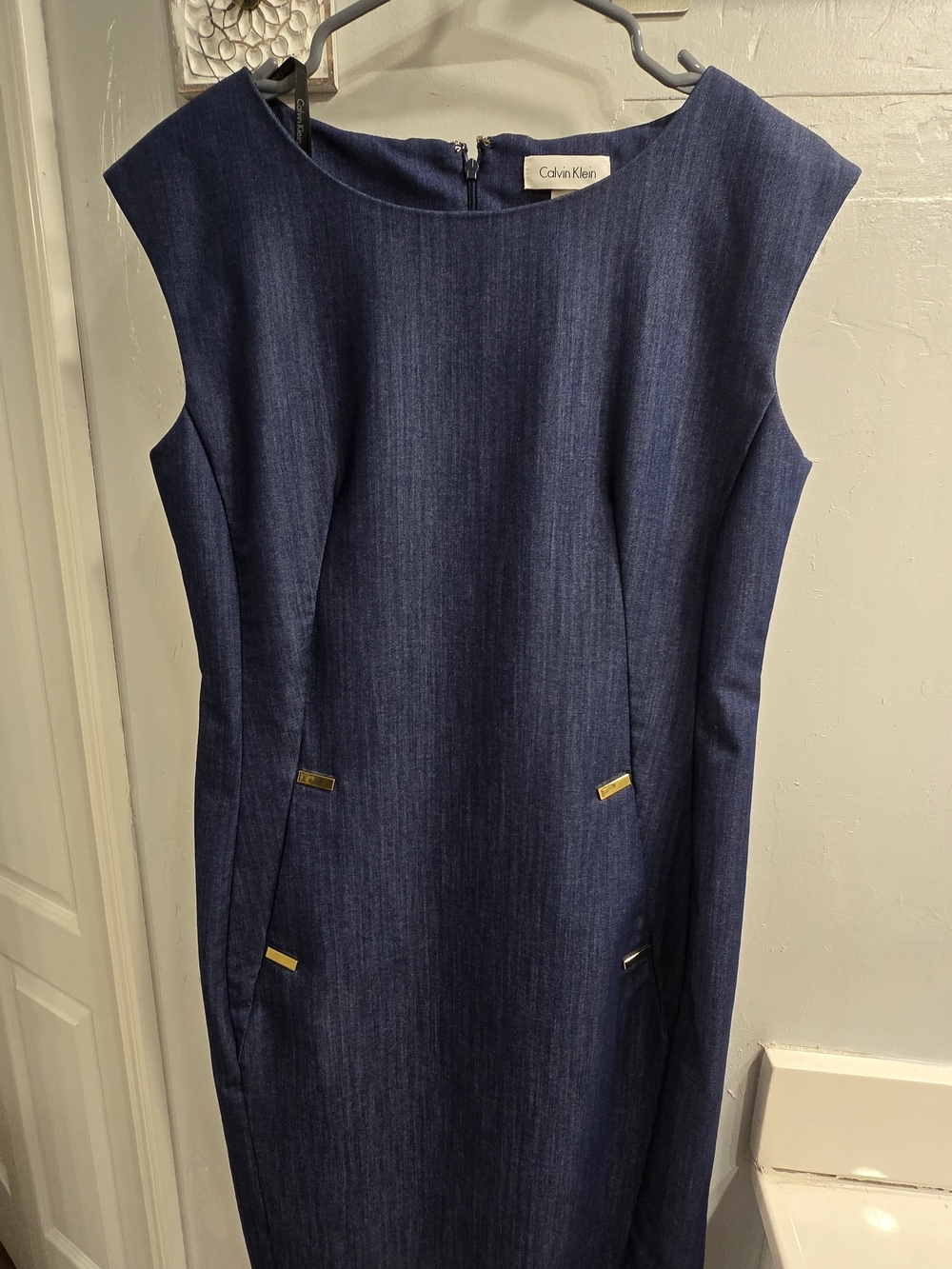 Calvin Klein Dark Blue Sleeveless Sheath Dress